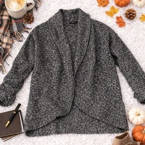 Talbots Wool Alpaca Blend Charcoal Open Front Cardigan XL Cozy Sweater